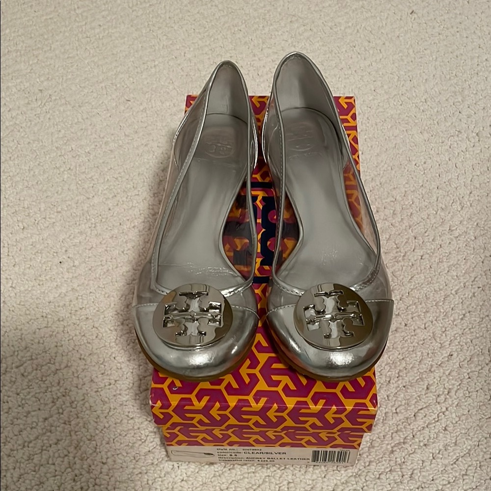 Tory Burch Silver Ballet Flats